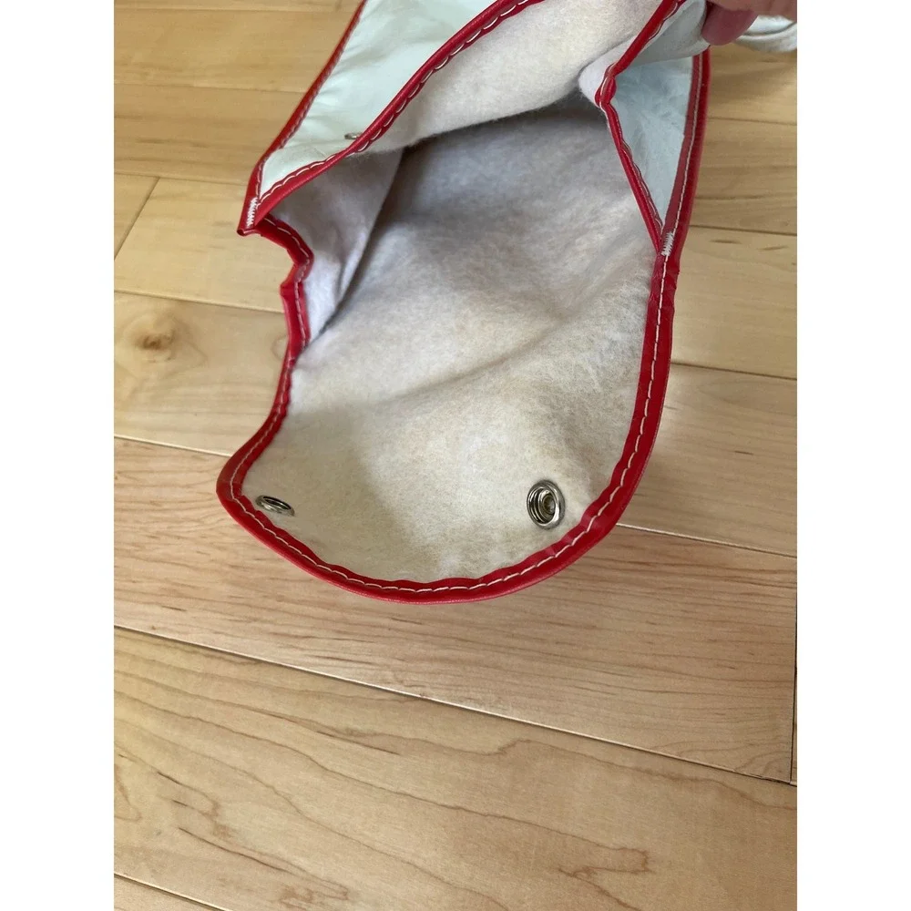 Vintage White Vinyl Sword Case Red Trim Fleece Lined Soft Sword Sleeve 36 Inch